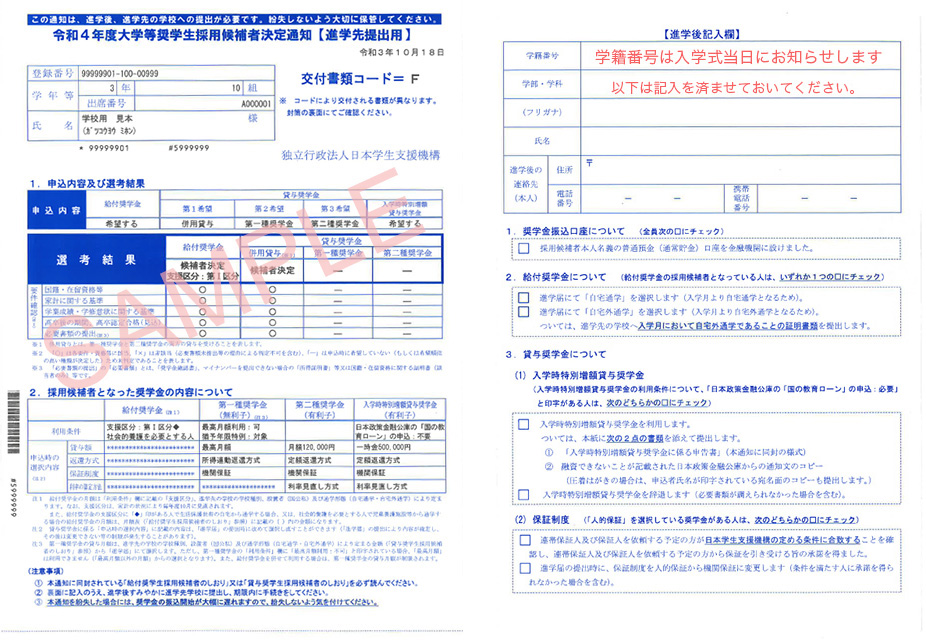 採用候補者決定通知